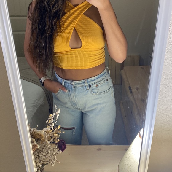 NEVER WORN: Urban Outfitters Orange Cut Out Top - Picture 2 of 7